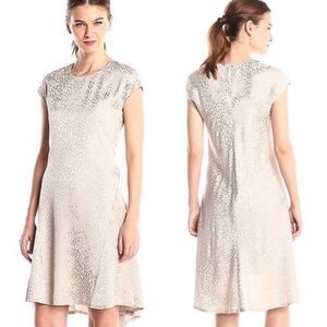 Ivy + Blu Animal Print Brocade Champagne Golden Dress Small